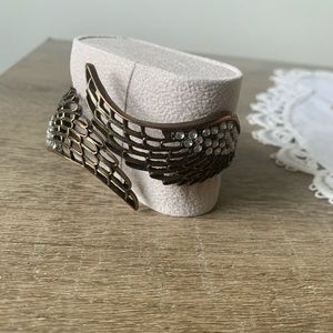Topshop brass rhinestone wing cuff